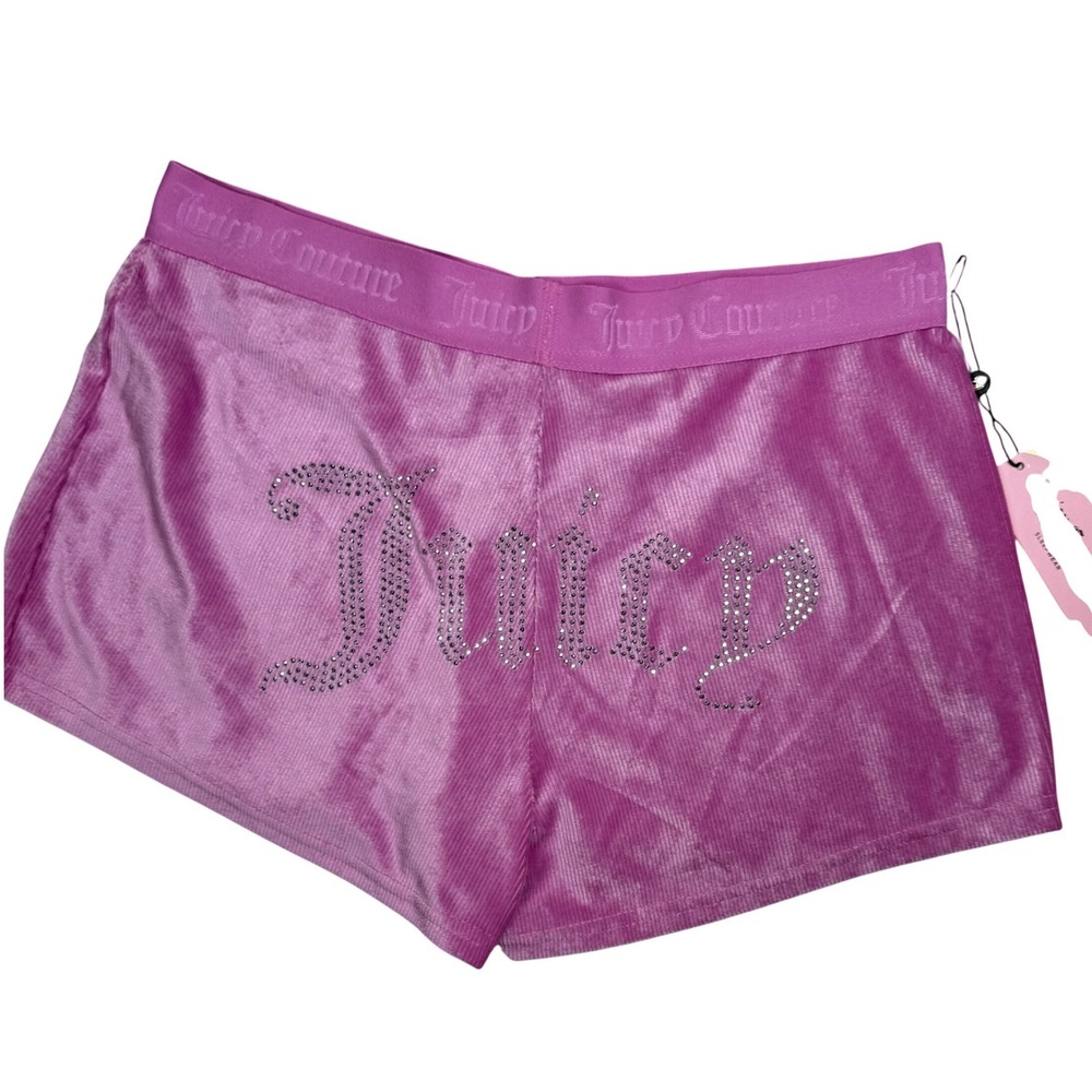 Juicy Couture Velour Sleep Shorts Womens Medium Pink NEW Rhinestone Y2K Lounge